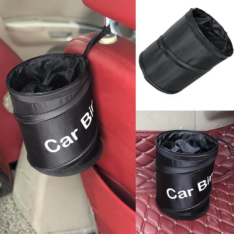 Custom logo Oxford Foldable Mini Portable Car Hanging Garbage Bag Trash Can