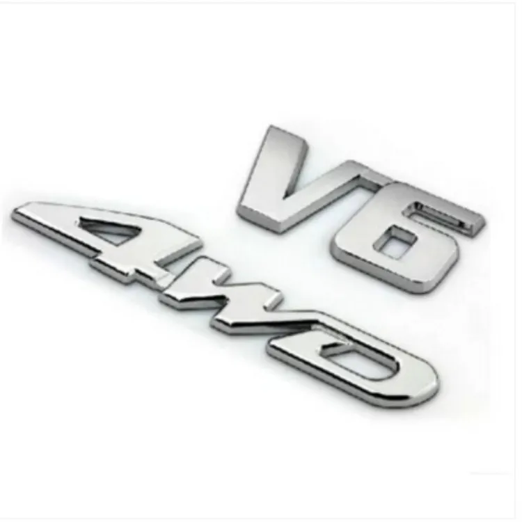 customized Wholesale Italic car 4wd metal car emblem 3D stereo car decoration displacement V6 badge stickers