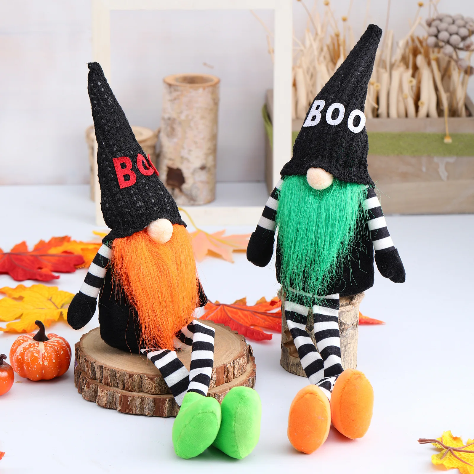 New Halloween party decorations faceless Rudolf dolls Christmas ornaments gift dolls long shanks black witches cloaks hats dolls