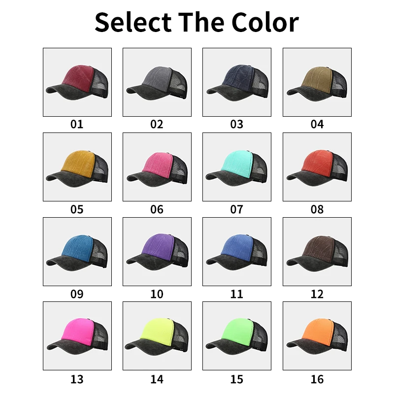 Custom Logo Embroidery Washed Mesh Cap Foam Trucker Hat For Men Women