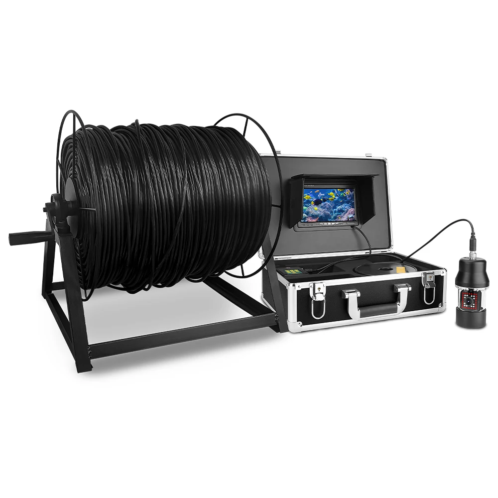 9 inch video screen 200 meters 360 degree rotating underwater monitoring system with power display