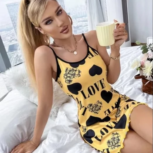 Comfortable Women s Sleepwear Set European and American Style Sexy Pajamas with Cute Print