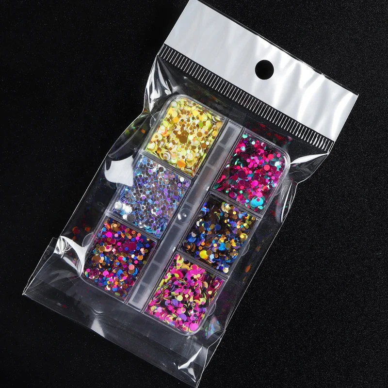 6Grid/box Ultrathin Dot Nail Sequins Mix Laser Sequin For Nails Art Manicure /Makeup/Wedding Christmas Decoration