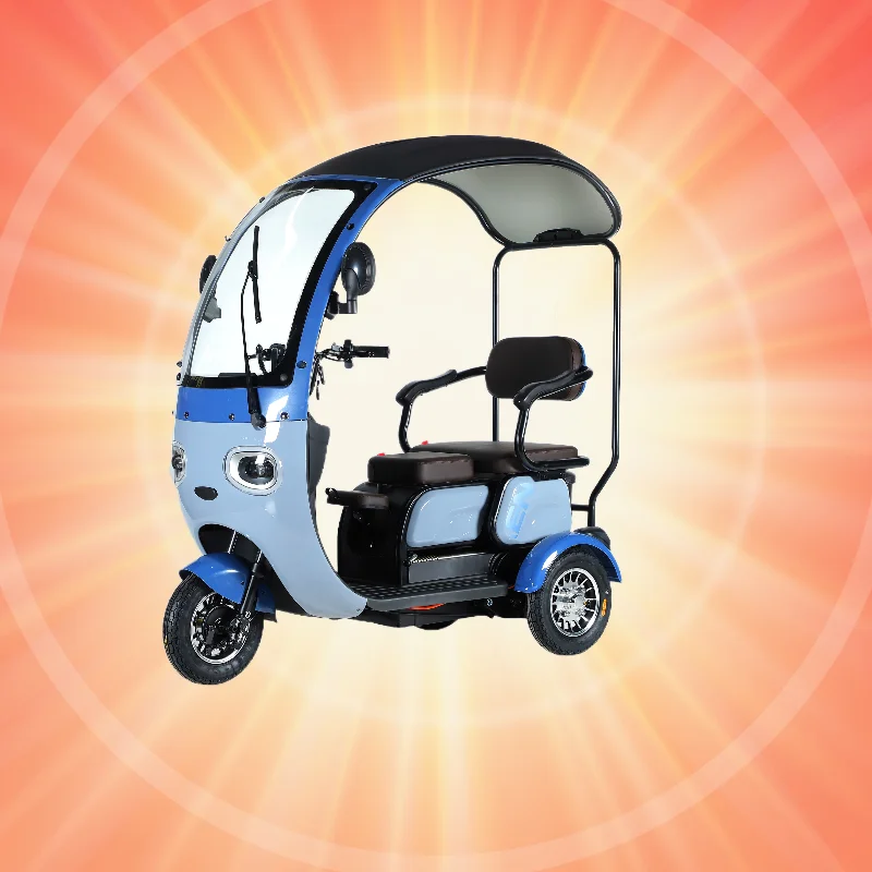 Semi-enclosed electric leisure tricycle with shed two-person tricycle with baby seat dual-purpose tricycle