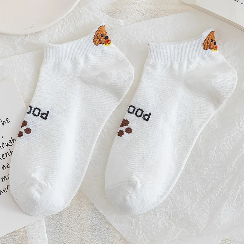 Женские хлопковые носки Socksmate с вышивкой в виде милой собаки удобные летние женские до щиколотки белым улыбающимся лицом хаски