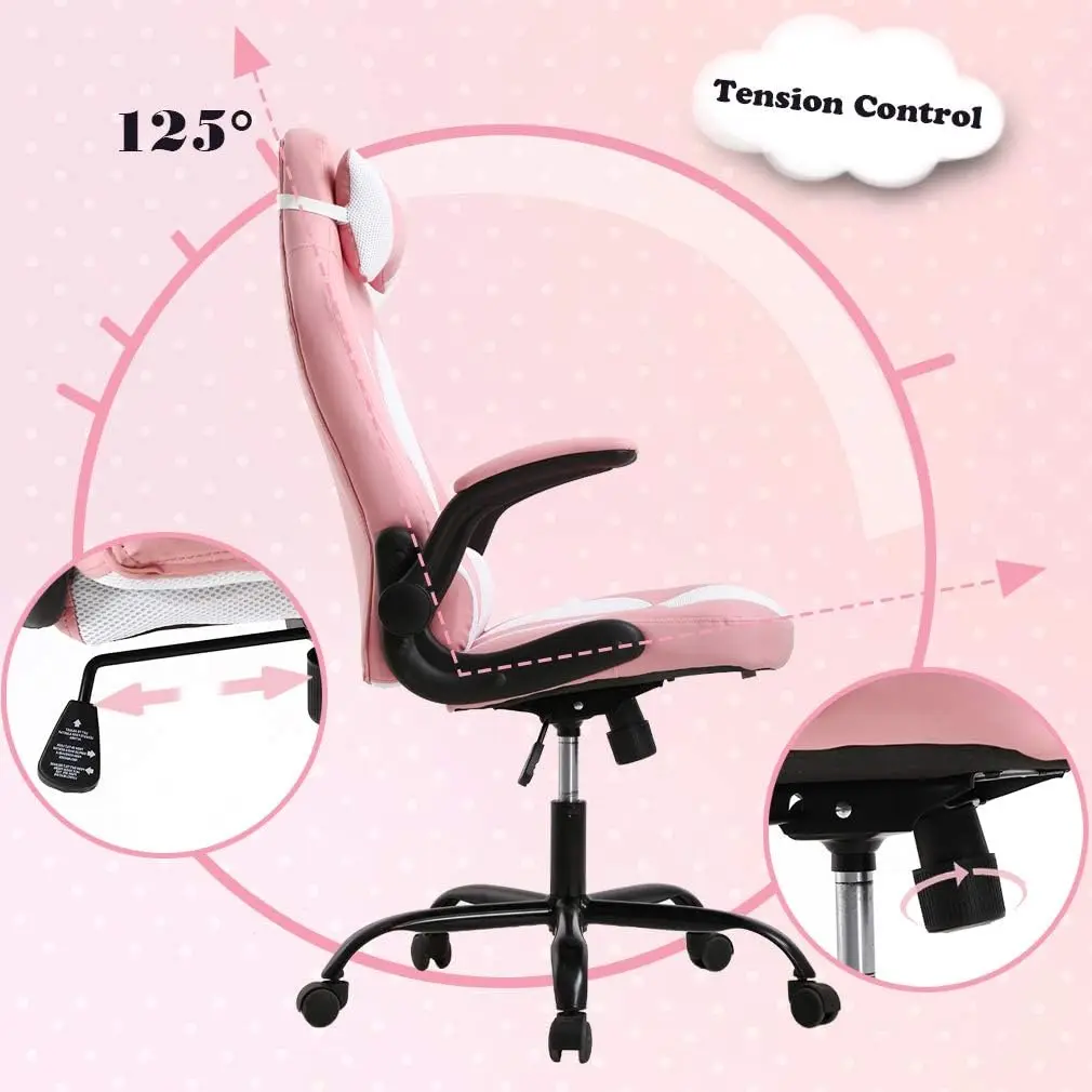 High-level Seating Comfort ERGONOMIC OFFICE CHAIR Pink PC Gaming Chair with Free Gaming Mouse Pad for Computers