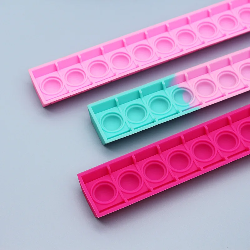 Kids Stress Relief New Silicone Stationery scale Decompression Bubble Cute Student Measuring Ruler Fidget Toy