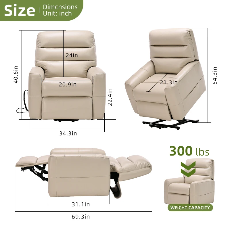 Tecforcare Electric Patient Chair Lift Leather Lifting Chair For Elderly Stand Up Recliner Sofa For Living Room Lazy Massage