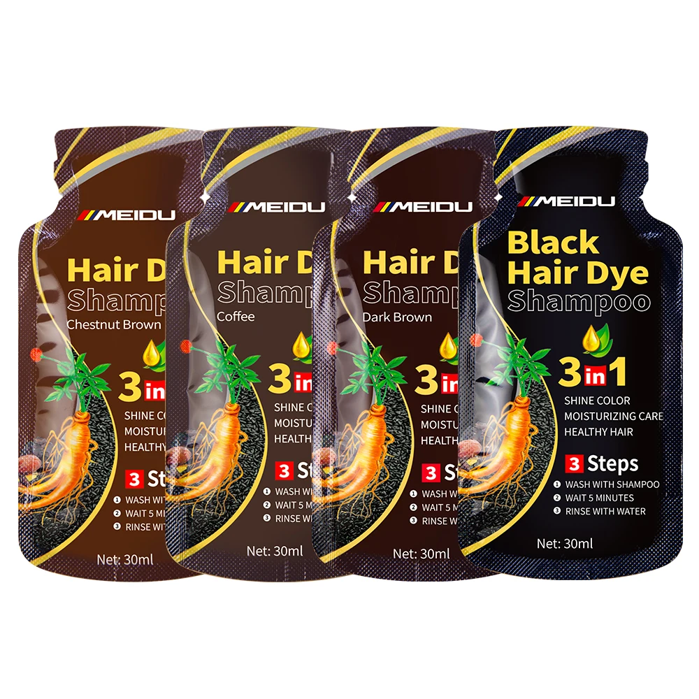 OEM ODM Instant Natural Herbal Long Lasting Dark Brown Black Hair Dye Shampoo 3 IN 1 for Gray Hair 500ML