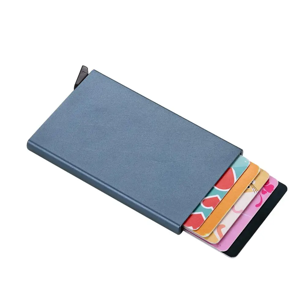 Оптовая продажа, лидер продаж, автоматический выдвижной Футляр для кредитных карт с логотипом на заказ, Карманный Кошелек с RFID-блокировкой из алюминиевого сплава