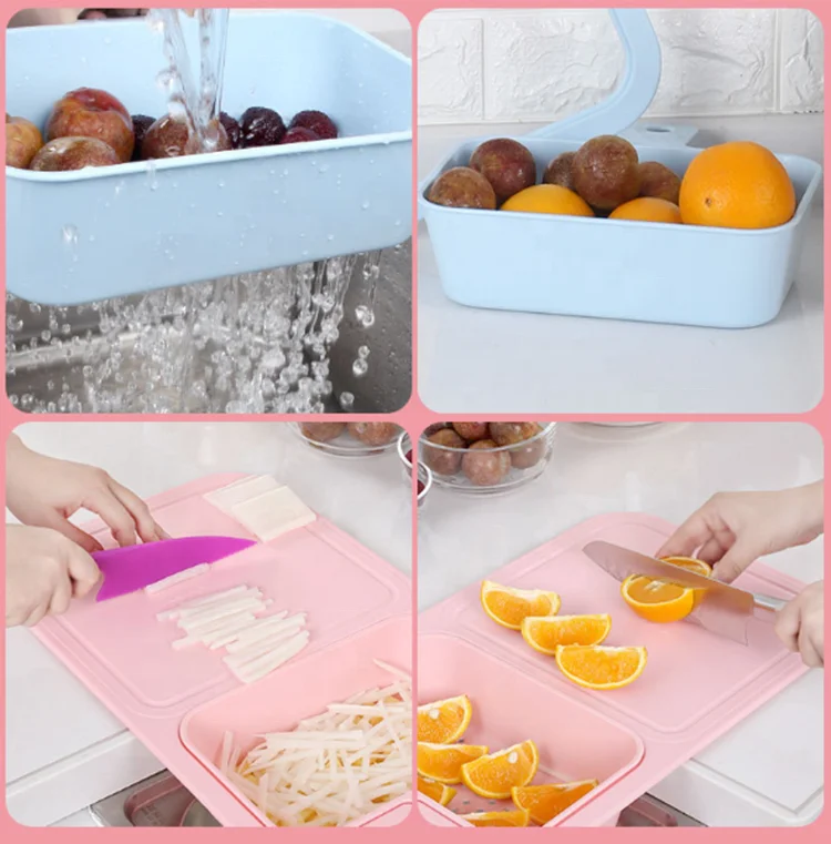 Wholesale Hot Sale Flow Sink Multi-functional Plastic Over Sink Strainer Kitchen Cutting Board