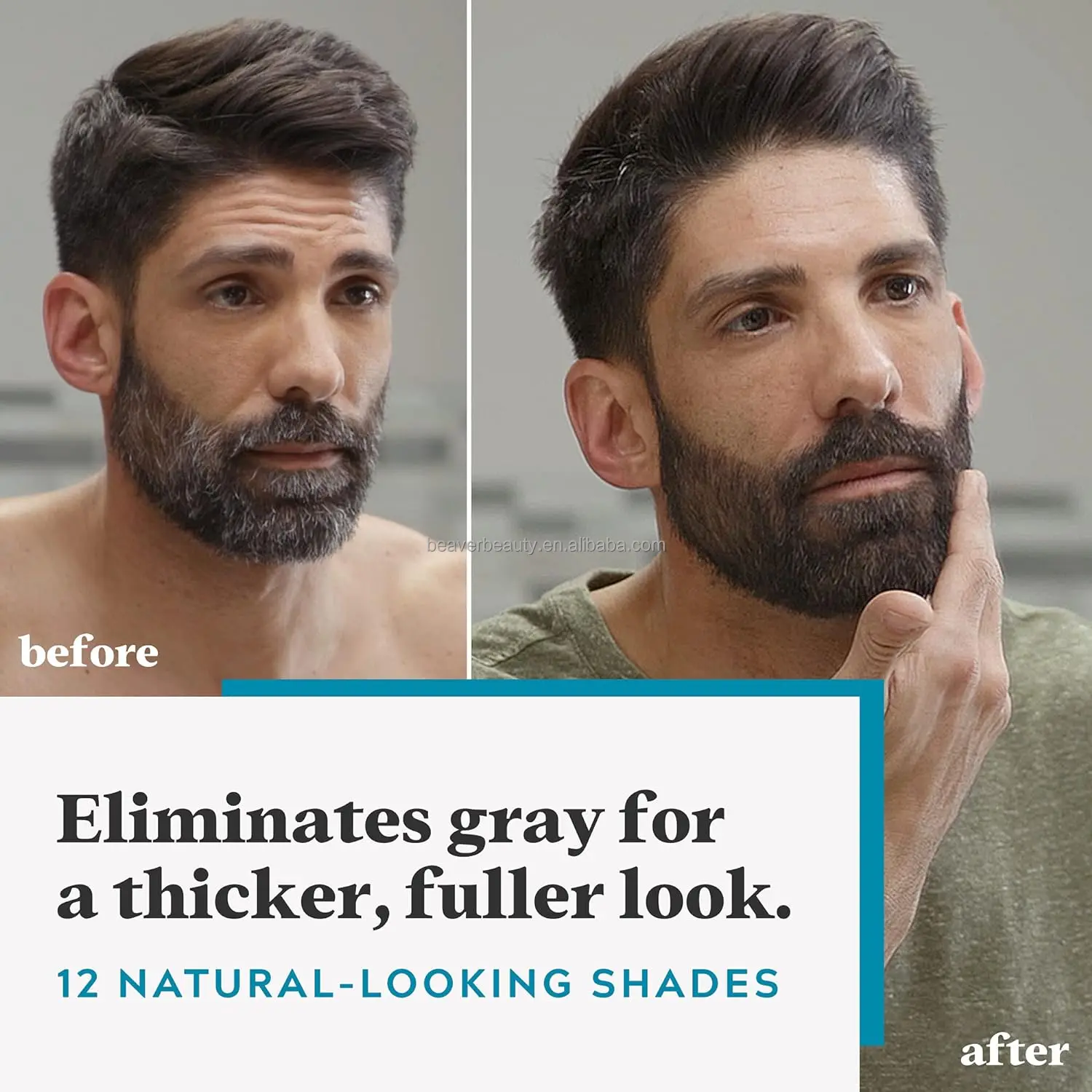 Private Label Hair Care for Beard Dye for Men Eliminates Gray Look for Black Beard Color for Men Ammonia Free Hair Dye Men Beard