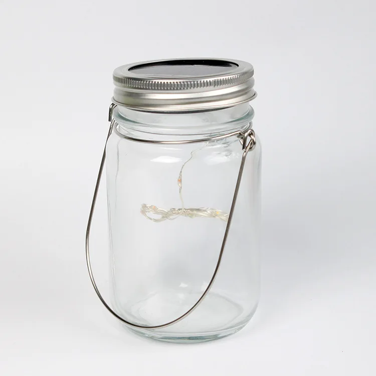 Wholesale 430ml decorative blank sublimation lamp glass mason Jars with lid solar lanyern LED Garden Light Hemp Rope DIY gifts