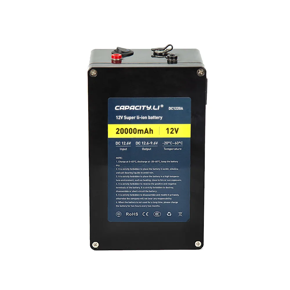 12V 20ah Rechargeable battery pack 10ah Lithium Batteries 18650 26650 with BMS and Terminal Outdoor USB   Portable Power