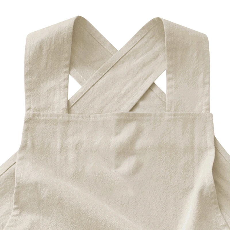 Simple Styling Kitchen Cafe Cooking Waiter Server Apron Cotton linen Cross Back Apron For Baking