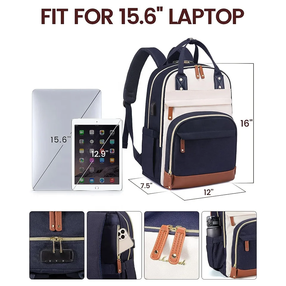 2023 Top Quality Wholesale Custom Travel Office Daily School Girls Boys School Blue Laptop Backpack for Lenovo Dell MacBook