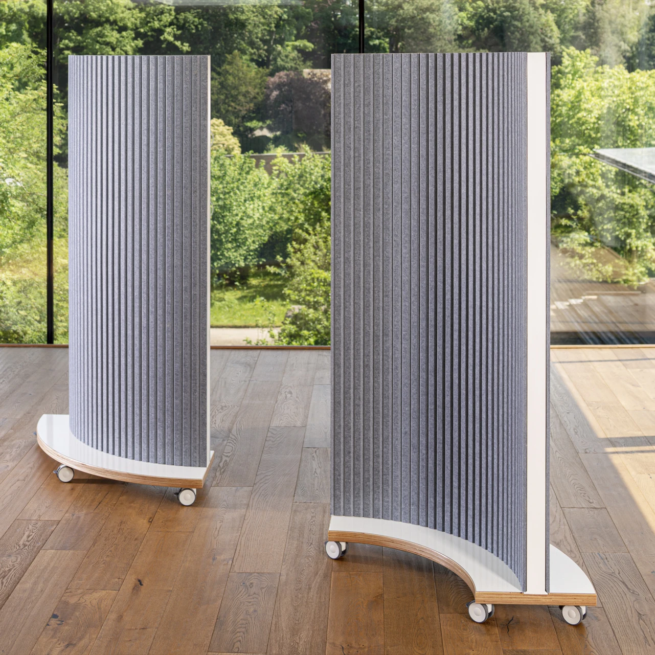 office flat curved acoustic wall panels with mobile support 3D Model Design