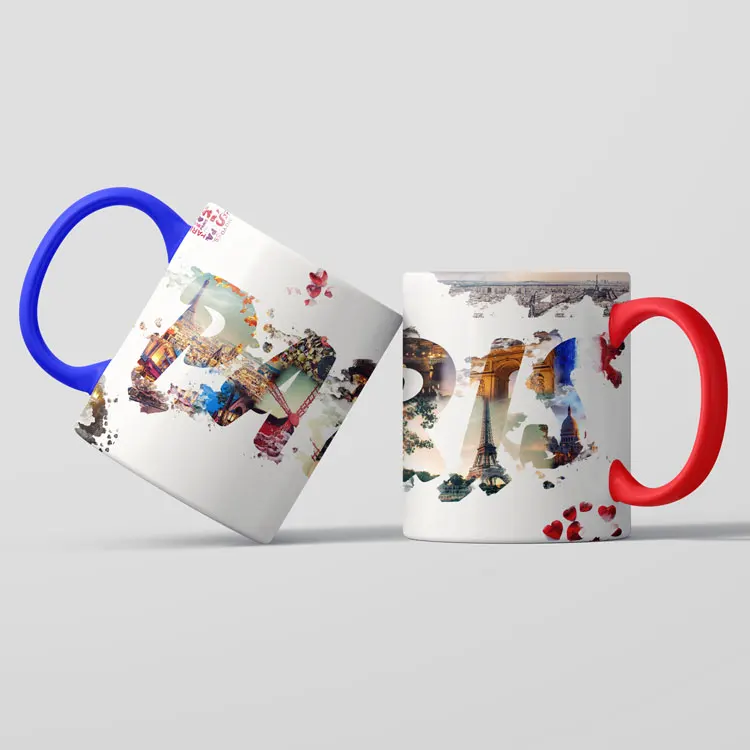 Wholesale Custom New Holiday Gifts Cartoon Paris Souvenir Ceramic Coffee Mug with Nice Quality