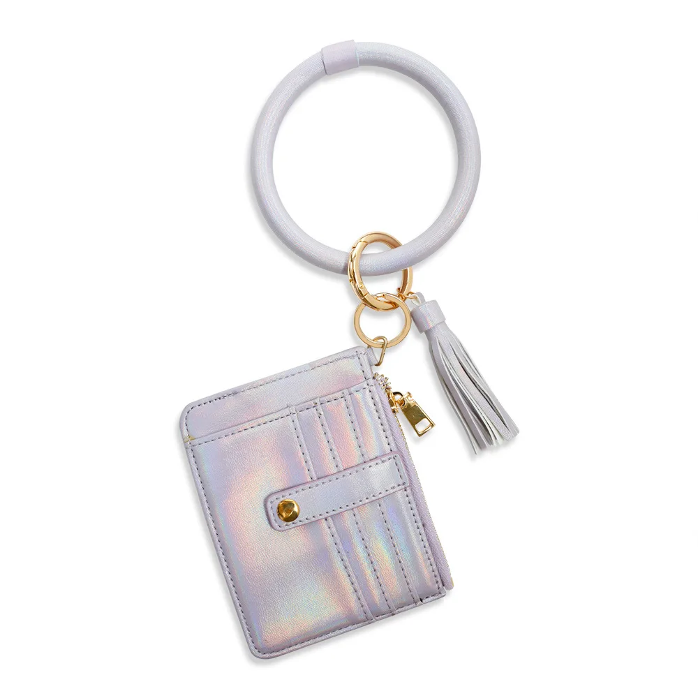 Hotsale Wrist key ring PU card wallet Zipper wallet bracelet key ring