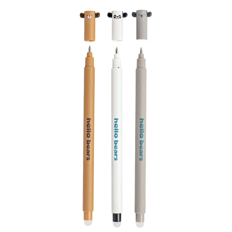 Узор в виде животных удобные резиновые покрытием баррель f: кристально-голубой милый дизайн со стирающимися чернилами гелевая ручка стереть синего