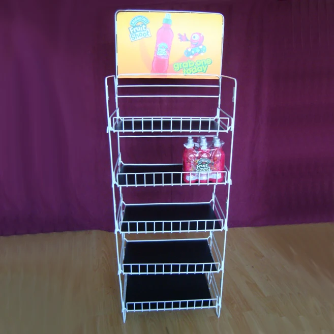 Convenience Floor Storage Wire Shelves Display Stand for Beverage  metal POP shelf display rack