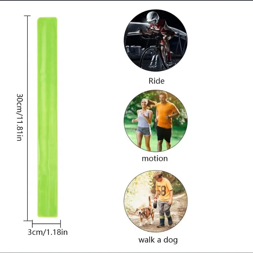 Adults Reflective Slap Bands, reflex Snap Wrap, Reflector Wristband with CE EN13356