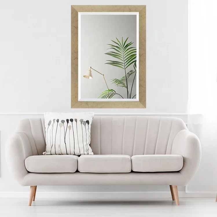 2024 Hot Sale Rustic Solid 3D Wood Framed Wall Hanging Vanity Bathroom Mirror