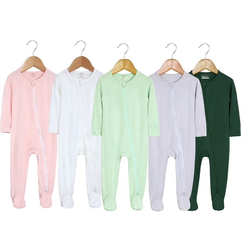 Bamboo Baby Romper Double Zipper Custom Print Clothing Newborn Infant Pajamas Bamboo Baby Clothes Baby Rompers Wholesale
