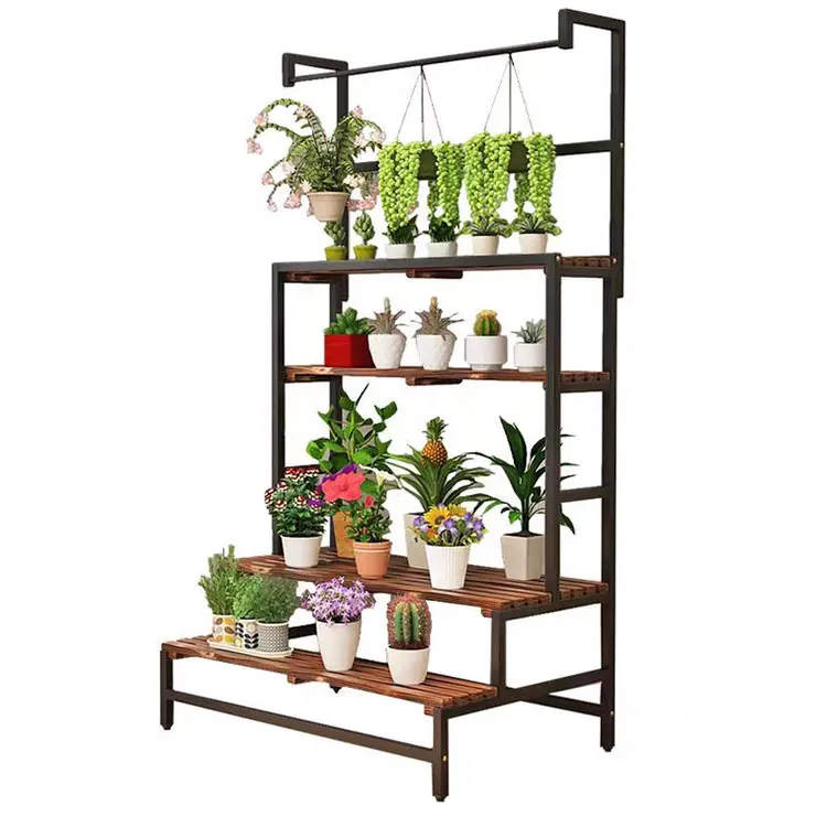High-end Artificial  Flower Shop Garden Flooring Stand Metal Outdoor Plant Pot Display Stand Rack