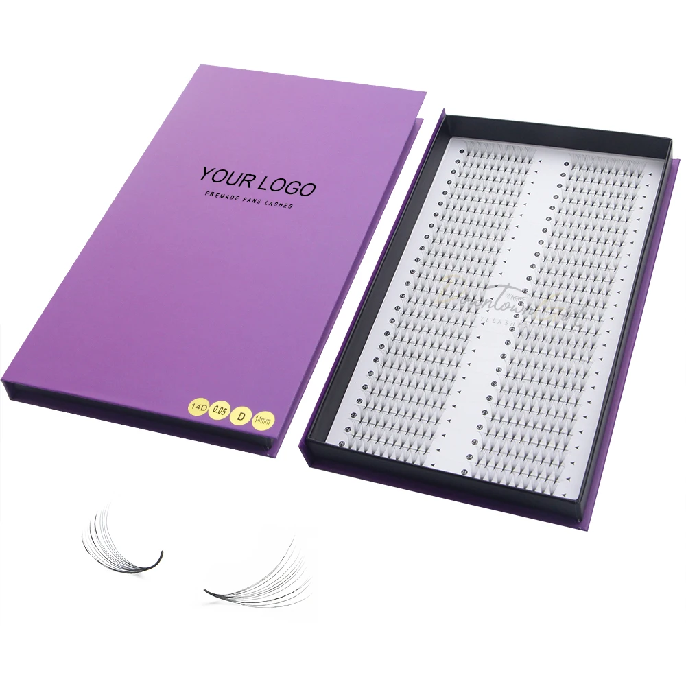Private Label 3D 5D 6D 10D Russian Volume Pro Made Fans Small XL Trays Pointy Base Fanned Premade Volume Fans Lash