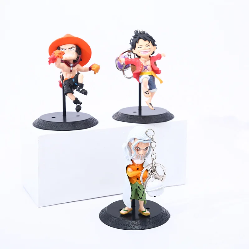 Custom Action Figures Anime Cool Cartoon One Luffy Piece Keychain Car Key Bag Accessories Key Rings Party Gift Key Chain Set