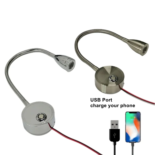 USB Type C charge Touch Dimming DC12V 24V  Caravan wall mount bedside 12V 24V flexible LED reading light