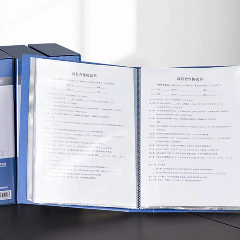 A4 80 Sheet Pocket Binder Sheet Protector Plastic Presentation Book Presentation Binder with Plastic Sleeves for Artwork Report