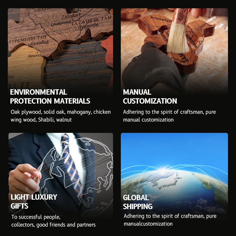 3d wooden world map puzzle for kids wall sticker decor scratch off  travel map wood clock ship fast  sticker