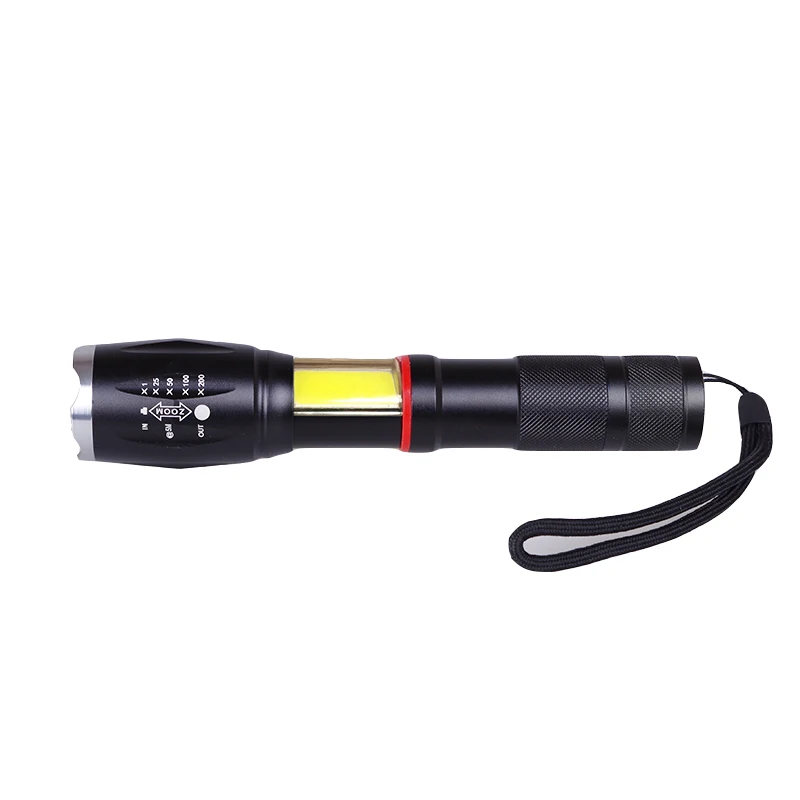Portable Cob T6 Led Battery Powered Led Tactical Flashlight With Zoom Magnet Waterproof Led Torch Light For Security Guard