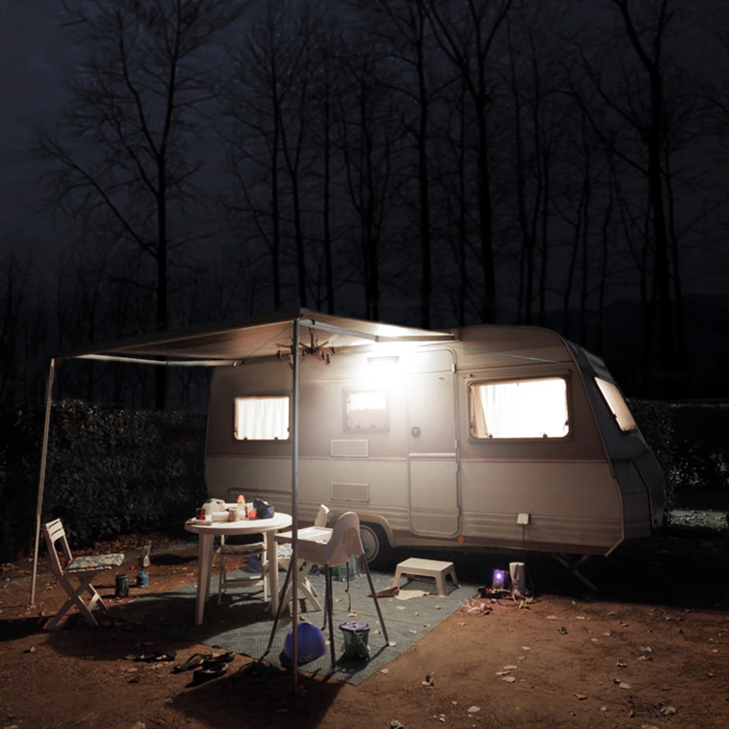 12V 24V DC Curved Designed Wide Angle 6000K White Porch RV LED Light Bar for RV Truck Tractor Caravan Motorhome