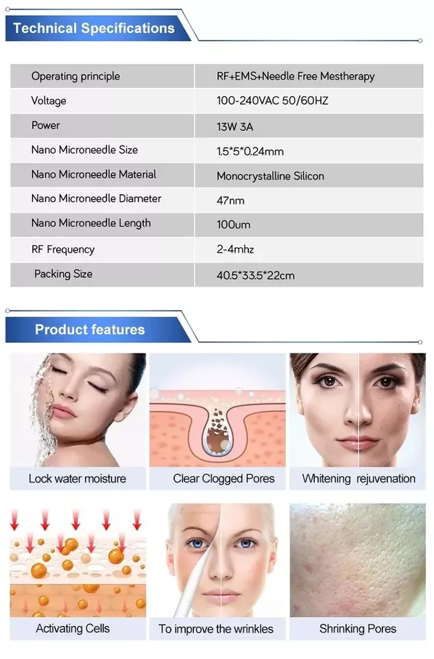 Mesotherapy Injection No Needle Painless RF+EMS Vacuum for Skin Lifting Whitening Mesoporation Meso Gun Machine