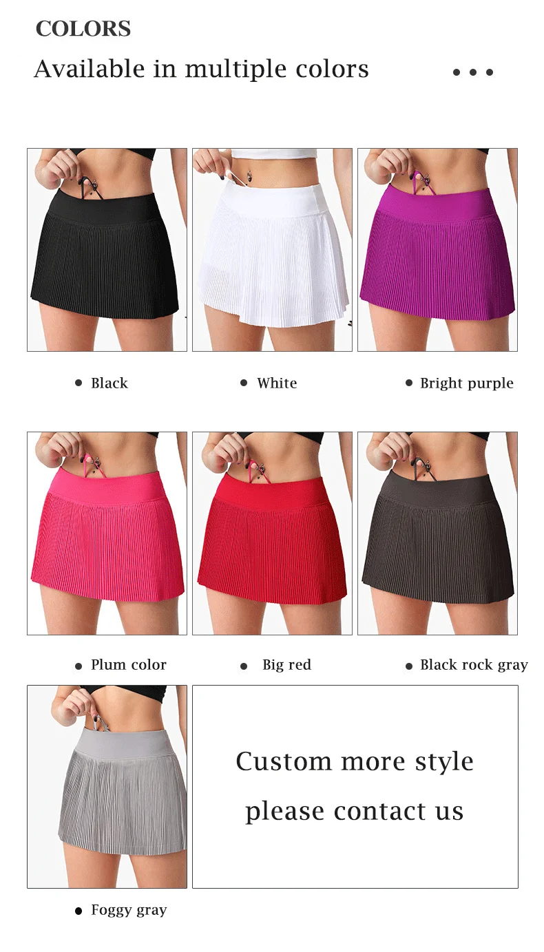 Wholesale Pleated Women Gym Athletic Tennis Skirt White Mini Pleated Casual Golf Skorts Skirt