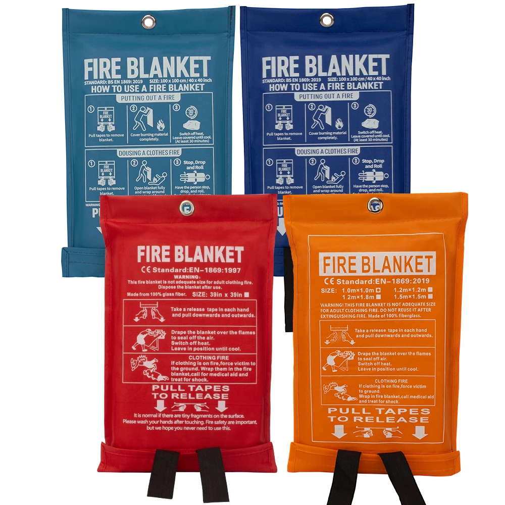 EN 1869 2019 Custom logo Emergency Fire Retardant Protection Fiberglass Fire Blanket