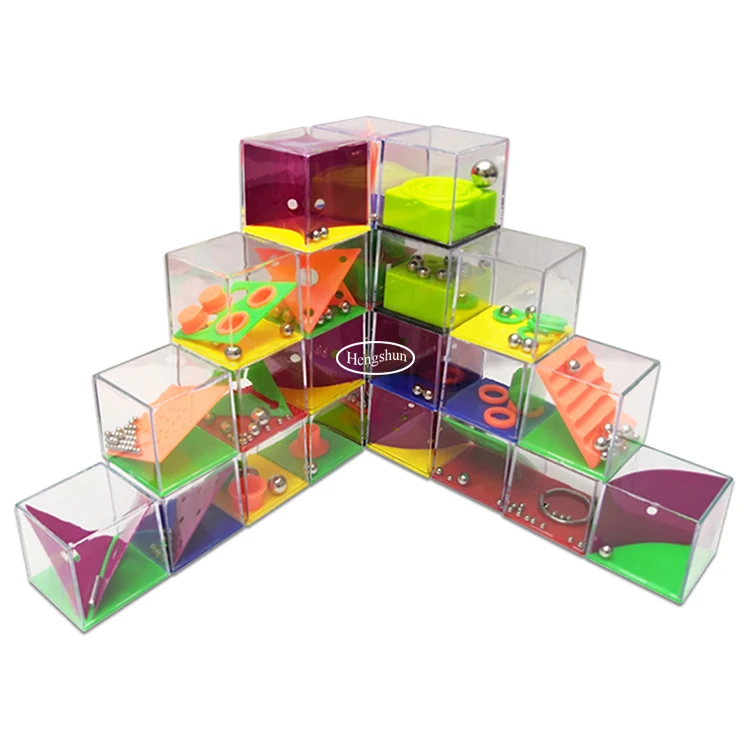 
Intelligent 24pcs designs plastic 3d magic maze cube puzzle with steel ball 