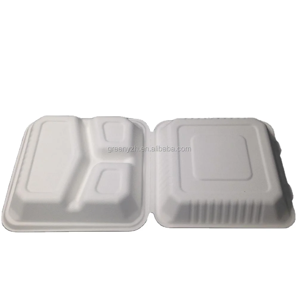 Sugarcane Biodegradable Tableware Take out clamshell Food Box Bagasse food box to go lunch