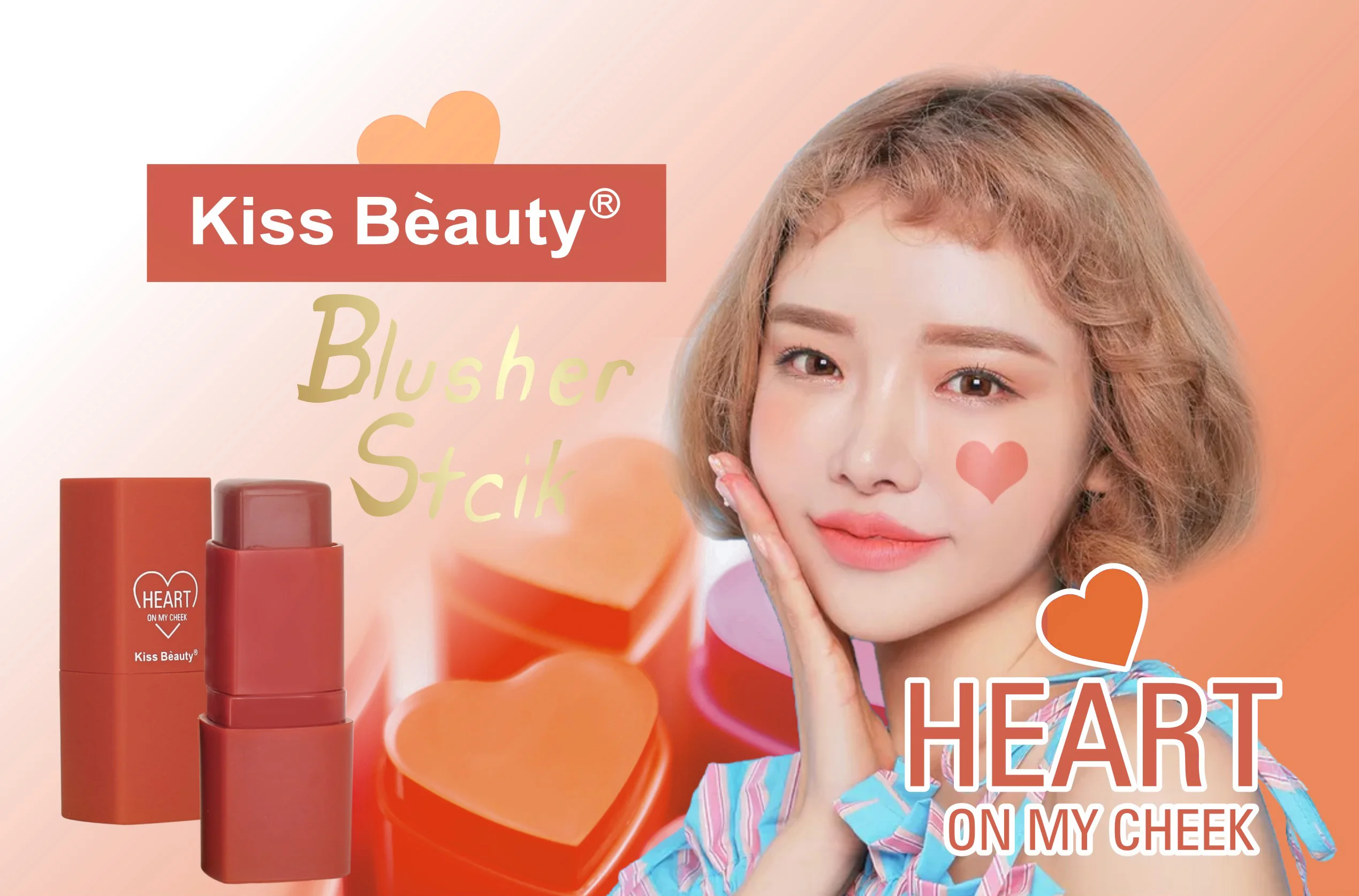 
kiss beauty face makeup four colors blusher stick private label 