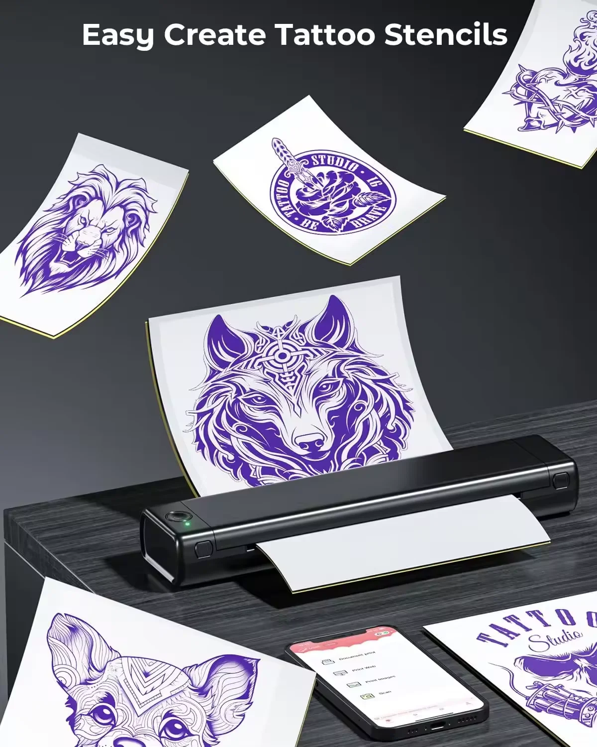 imanattoo Printer Thermal Template Machine Wireless Bluetooth Professional A4 Paper Printer Compatible With Android Ios Portable