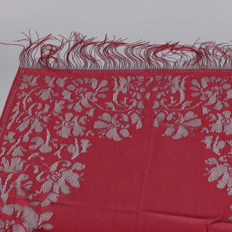 JYL Fashionable Hollow Out Hijab Malaysia Pure Color Elegant Headwrap Kerchief Muslim Scarf With Tassel