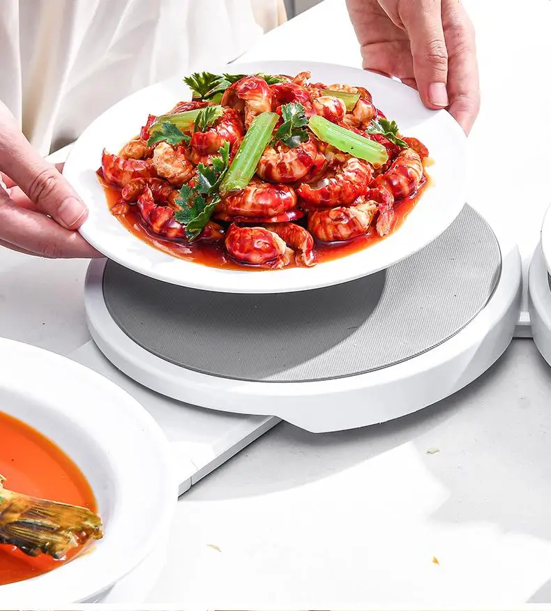 Lazy Susan 8/10 plate Turntable Dining Table Adjustable for Rectangular Long & Oblong Tables for Dining Tables Parties