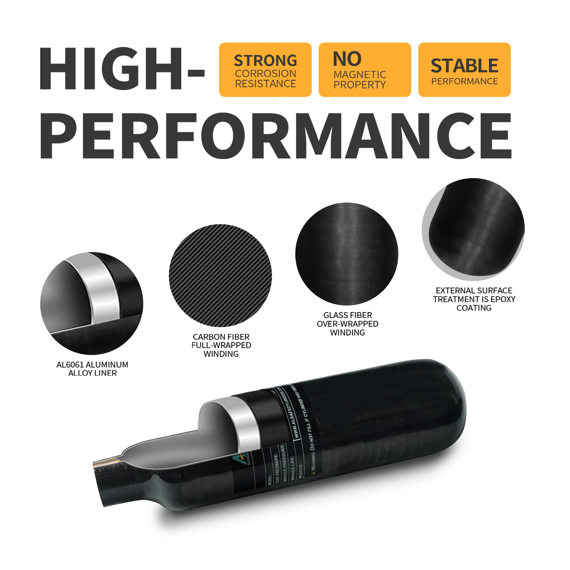 TUXING High Performance ODM 0.22L 220CC HPA 300bar 4500psi 30mpa PCP Hunting High Pressure Paintball Pcp Carbon Fiber Air Tank