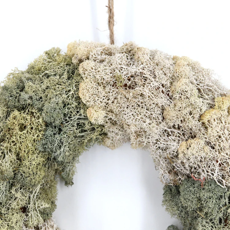 New design two colors spliced moss wreaths grayish green preserved moss garland natural moss wreath