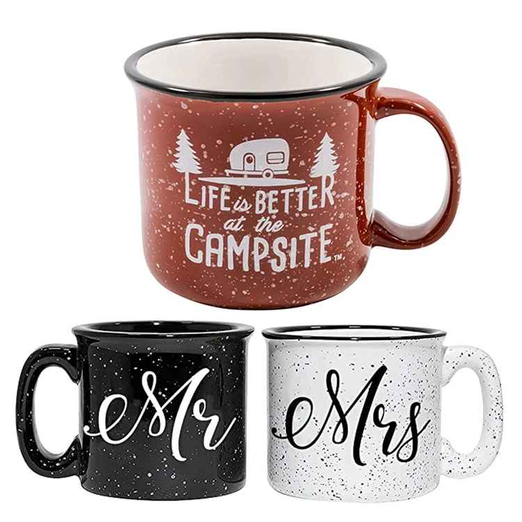 nostalgic style imitation enamel look pottery cup coffee milk ceramic enamel mug