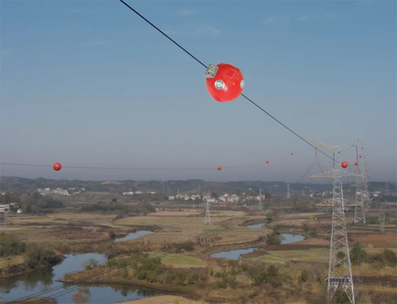 Anti corrosion fibre glass aircraft warning sphere led marker lights for vehical/people warning high voltage line cover