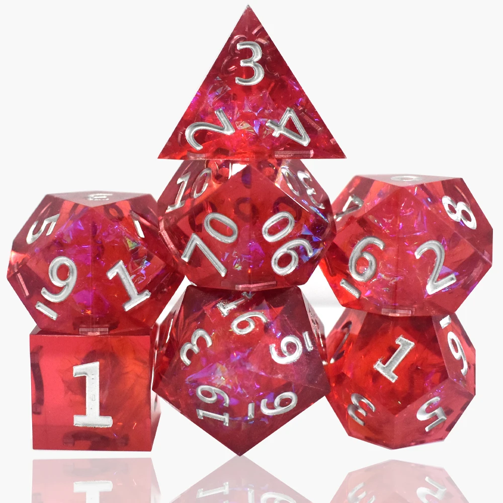 Amazon Hot Sale Acrylic Resin Flash Dice with Sharp Edge Game Dice Set For RPG Game